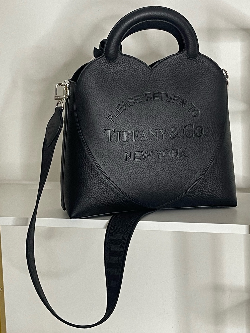 Tiffany & Co. Black Heart Top Handle Bag Detachable Strap